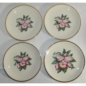 Lot of 4 Paden City Pottery Company Modern Orchid 22KG trim saucers 6" & 6-3/8"